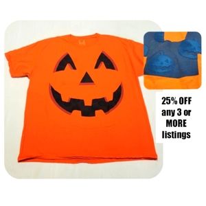 Pumkin Graphic Print Tee Shirt Size XL Jack-o-lantern Short Sleeve Crewneck Fun